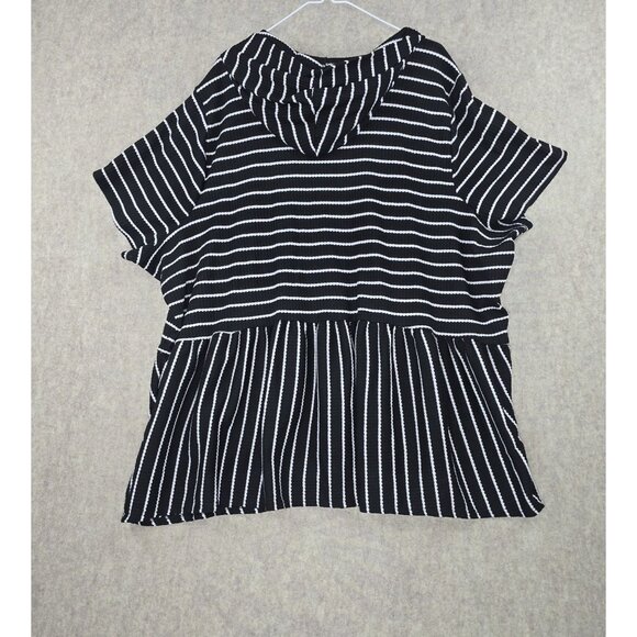 Lane Bryant Black/White Striped Short Sleeve Peplum Blouse Plus Size 34/36 - Picture 2 of 7
